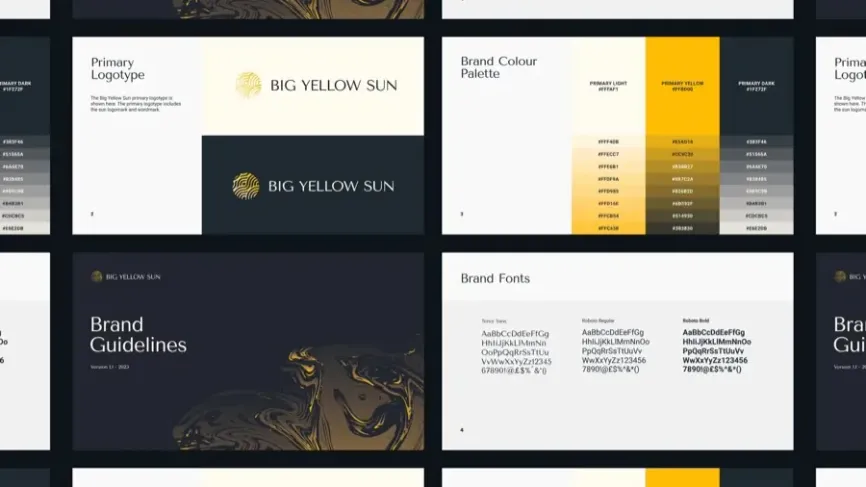 A spread from the Big Yellow Sun brand guidelines
