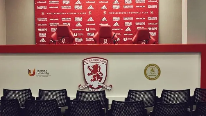 The Foundation roundel in the Riverside Stadium press conference room