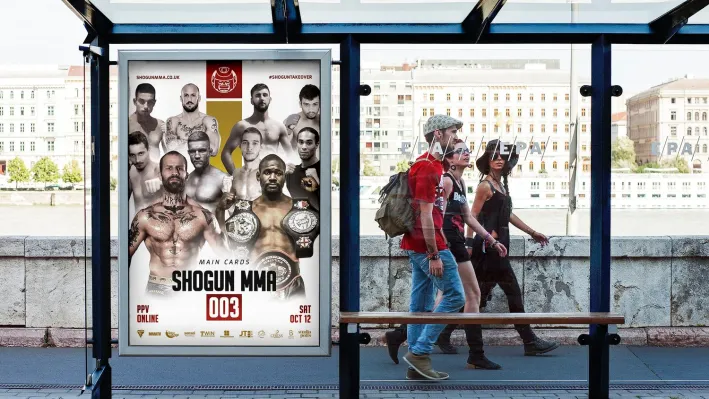 Shogun MMA 003 bus stop poster concept render