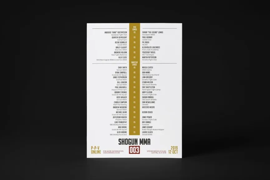 Shogun MMA 003 fight card, pro and amateur bouts