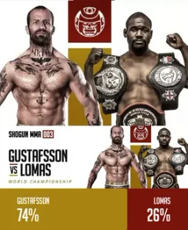 Gustafsson vs Lomas fan prediction, 74% to 26%
