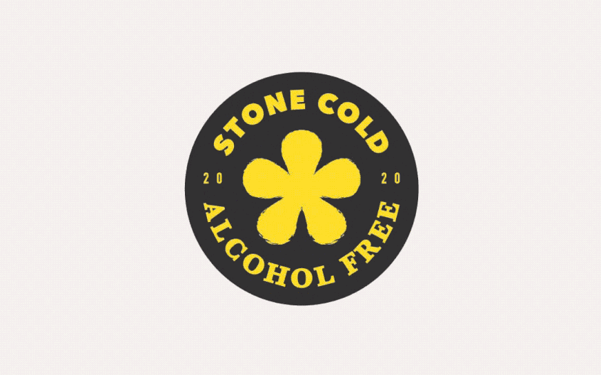 Stone Cold AF alcohol-free seal, an asterisk standing in for a swear word, 2020