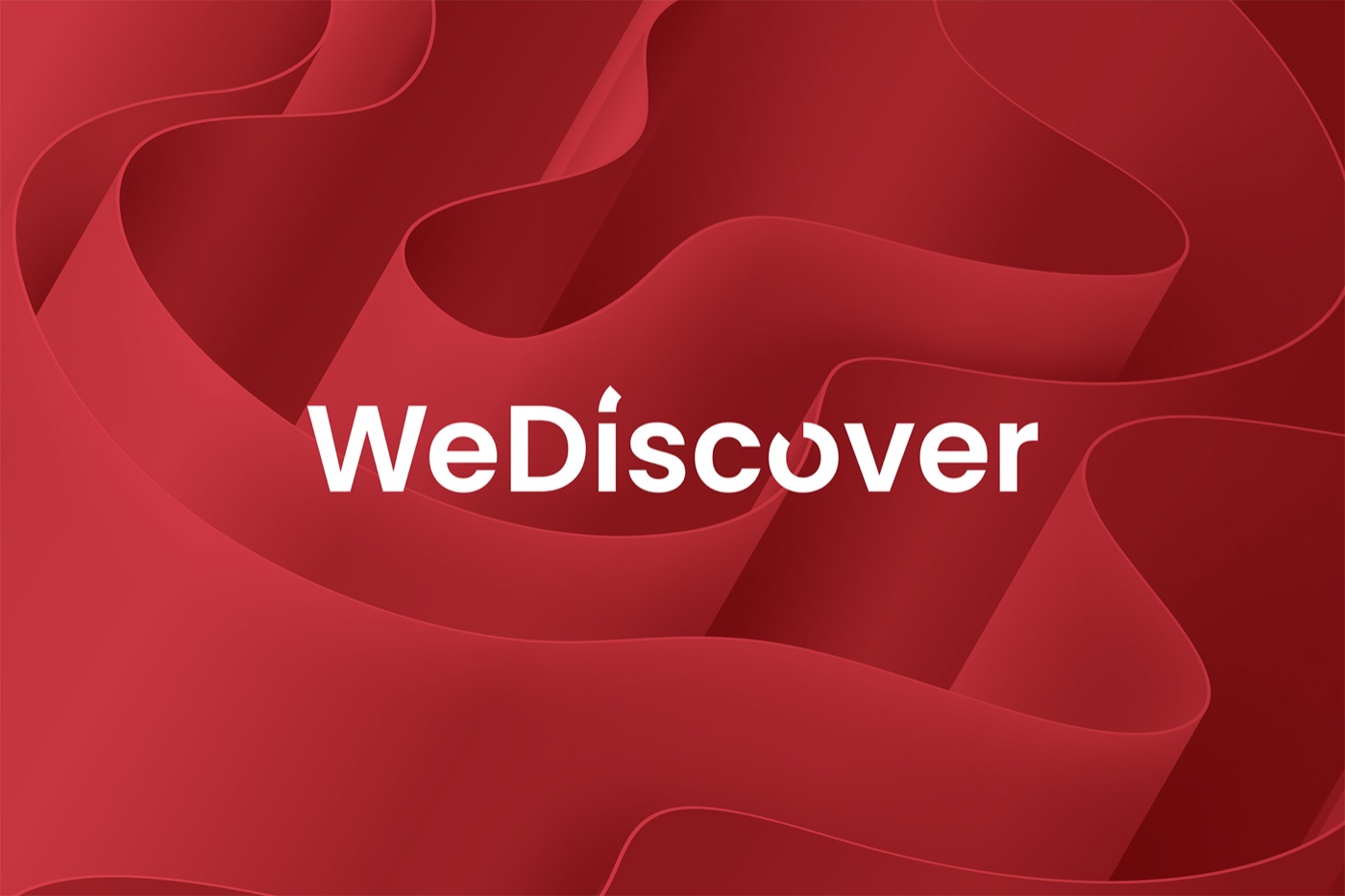 WeDiscover primary logotype on the brand red